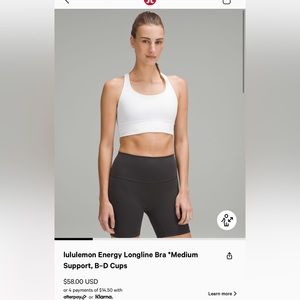 Size 6 lululemon longline sports bra